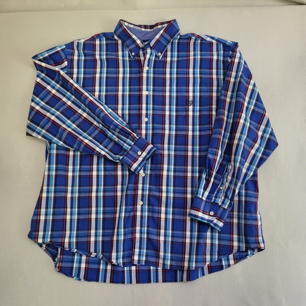 Chaps Ralph Lauren Long Sleeve Button Up Plaid Shirt Easy Care Men's 3XB